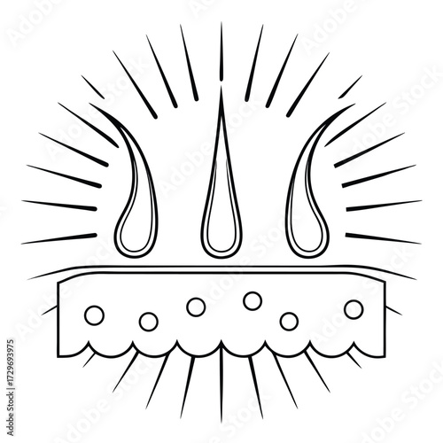 Stylized crown with radiating lines black and white