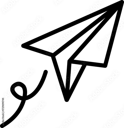 Paper Plane Sketch, Simple hand drawn paper plane doodle for travel, mail, and creativity themes