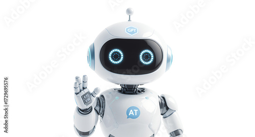Friendly AI Robot Concept with White Background