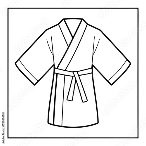 Black and white kimono robe with sash garment clothing