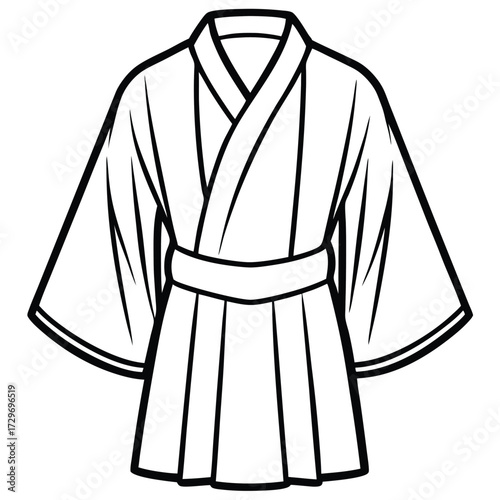 Black outline of traditional Japanese garment kimono