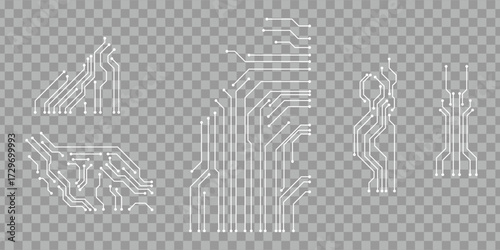 Abstract PCB circuit line set for technology background and digital electronic design