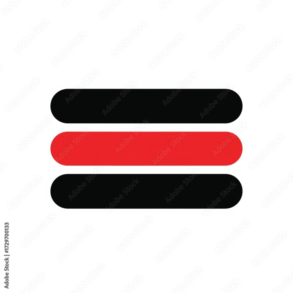 Obraz premium Hamburger Menu Icon Black Red White Simple Vector