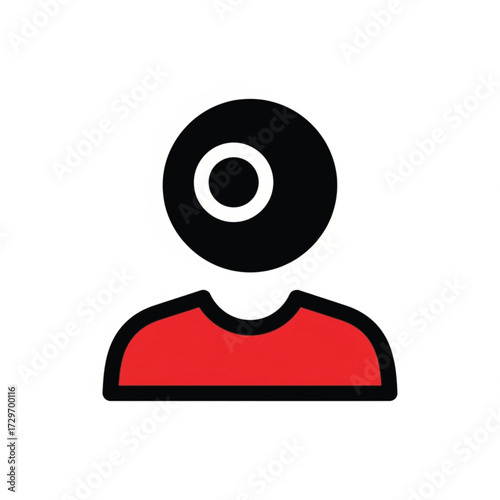 User Icon Red Black Outline Minimalist Vector