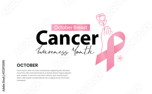 Breast Cancer awareness month (BCAM) banner or poster design with pink silky ribbon. is observed every year in October. Health care concept. Card, background design.
