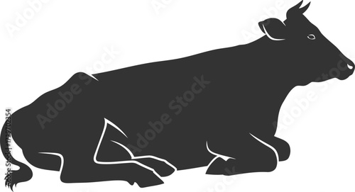 Black vector silhouette of a cow animal