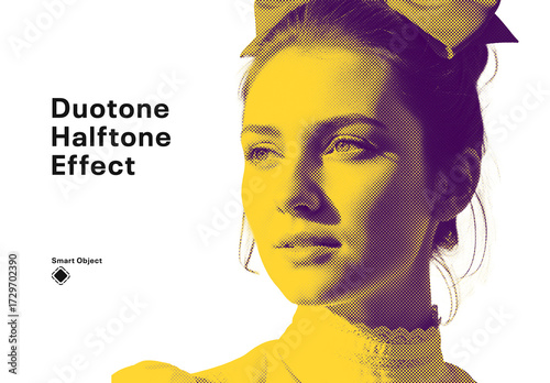 Duotone Halftone Photo Effect Portrait Mockup