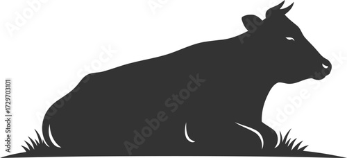 Black vector silhouette of a cow animal