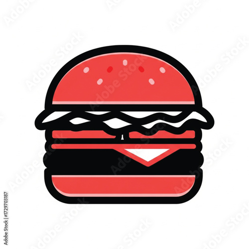 Hamburger Icon Red Minimalist Illustration