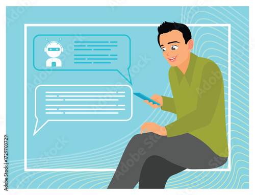 Digital chat bot concept, Chat GPT, AI chat bot automatic answering internet bot application.