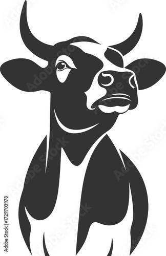 Black vector silhouette of a cow animal