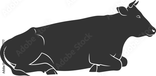 Black vector silhouette of a cow animal