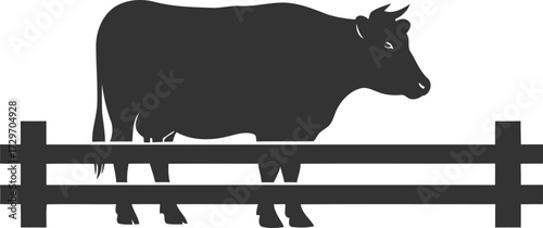 Black vector silhouette of a cow animal