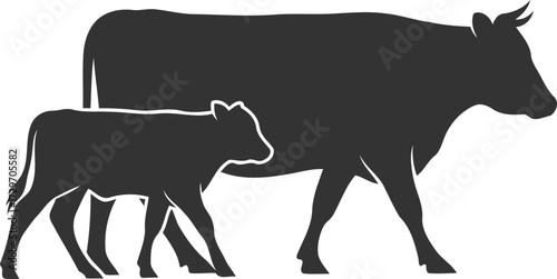 Black vector silhouette of a cow animal