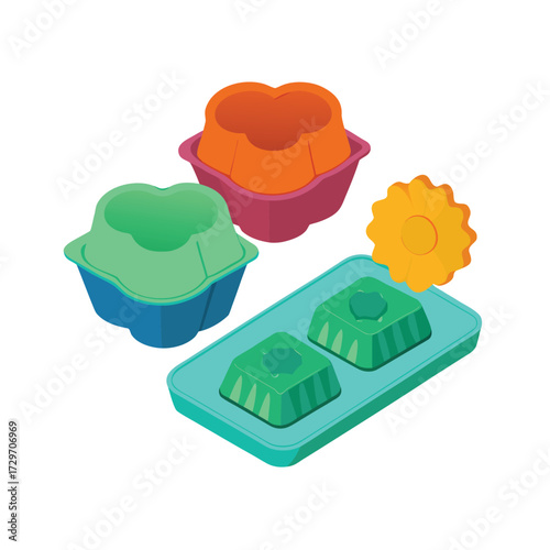isolated silicone molds on white background