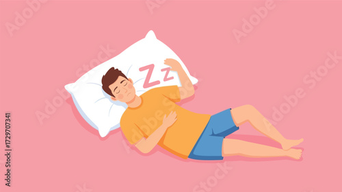 Man sleeping peacefully on a pillow with Zzz symbol