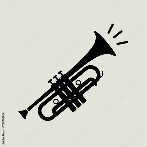 Black silhouette of a trumpet with sound waves