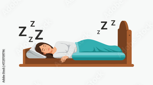 Woman sleeping soundly in bed with Zzz symbols indicating deep sleep