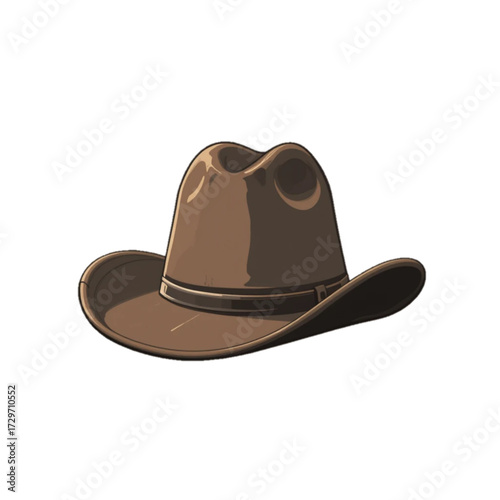 Flat colored Cowboy hat illustration on plain background 