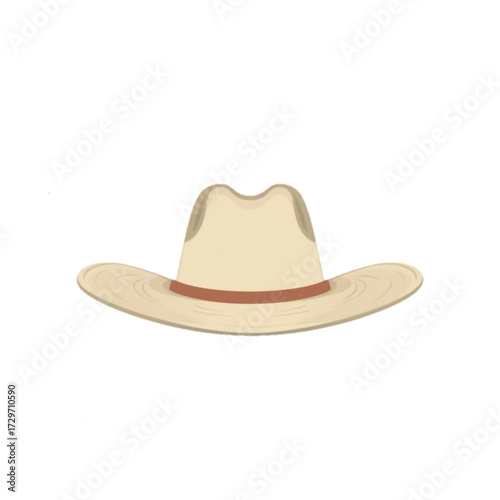 Flat colored Cowboy hat illustration on plain background 