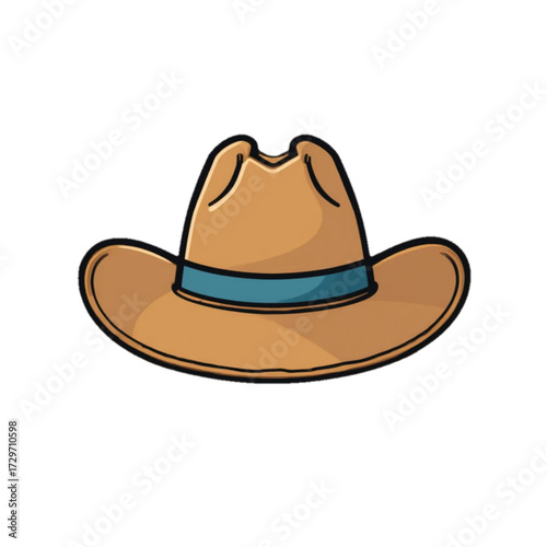 Flat colored Cowboy hat illustration on plain background 
