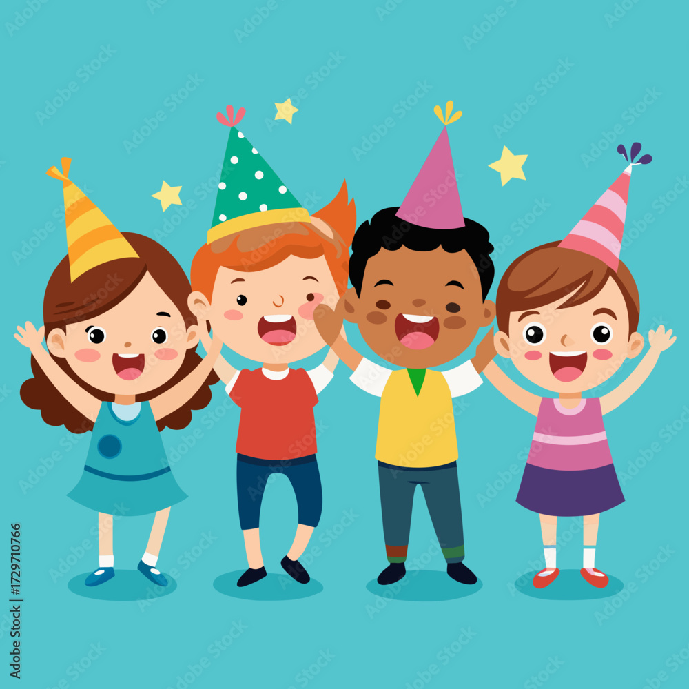 Fototapeta premium happy children with balloons