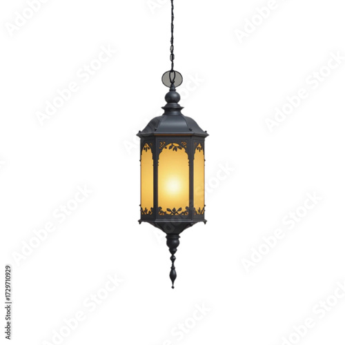Illustration of a Halloween patterned lantern with a plain background 