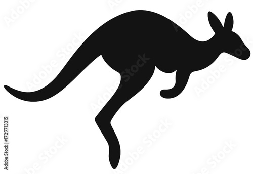 Jumping Kangaroo Silhouette � Black Vector Illustration