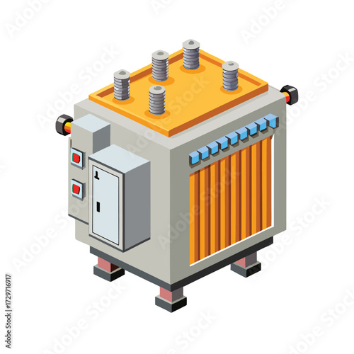 isolated electric transformer on white background