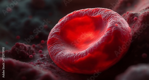 Close-up of a Red Blood Cell Detailed Microscopic View