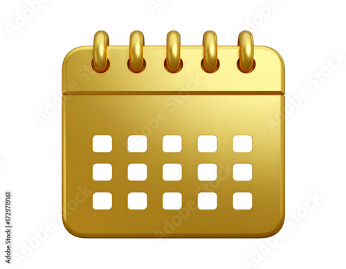 Minimalist Gold Calendar Symbol with Smooth Edges PNG