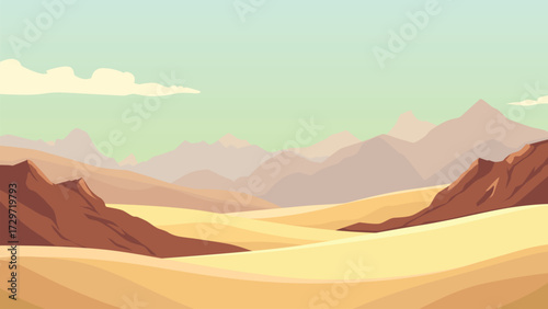 Desert Landscape with Mountains and Sky