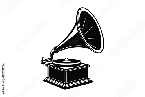 old gramophone vector illustration isolated on white background