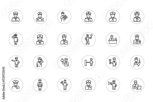 Officer Line Icon Vector Illustration for Police and Security Design
