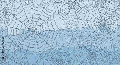 Intricate Spider Web Pattern on Gradient Blue Background