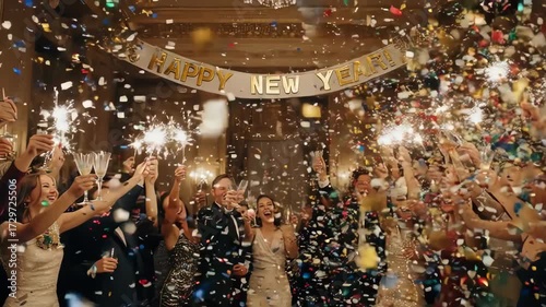 Times Square New Year's Eve Ball Drop Celebration. Capturing the quintessential, vibrant spirit of New Year's Eve