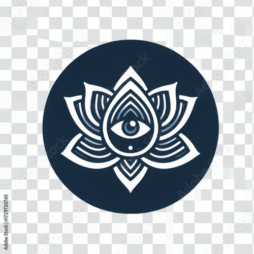 Mystical Lotus Flower with All Seeing Eye Symbol.