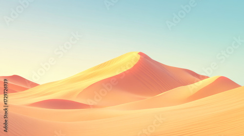 Serene Golden Sand Dunes Desert Landscape under Clear Sky