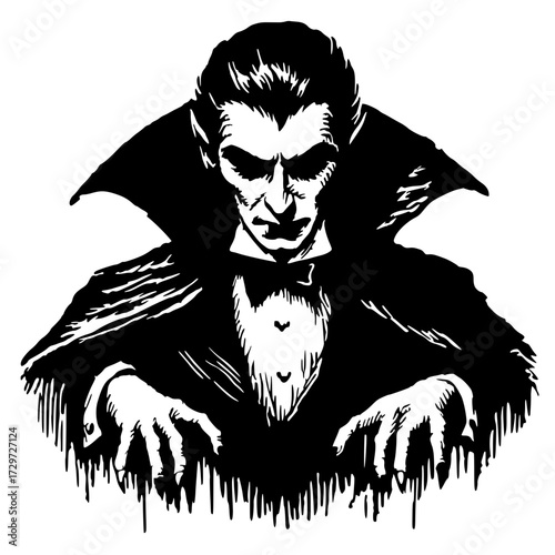 Scary Dracula portrait silhouette
