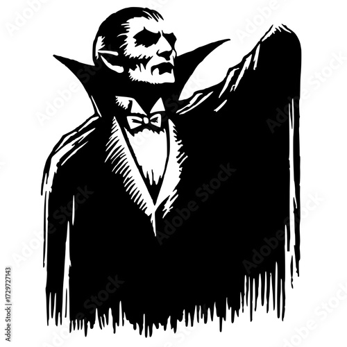 Scary Dracula portrait silhouette
