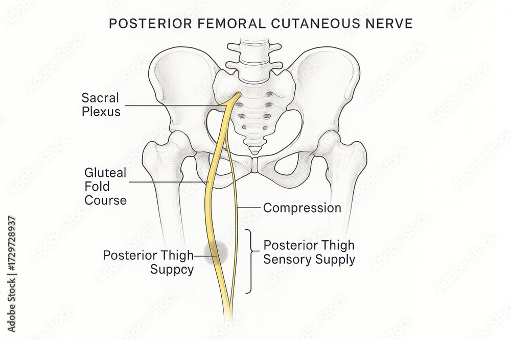 Obraz premium Posterior Femoral Cutaneous Nerve Diagram
