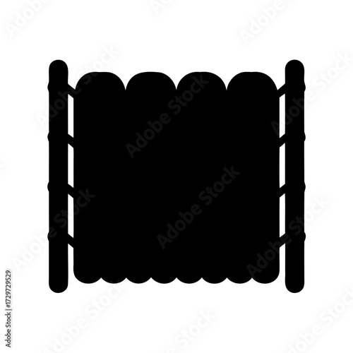 Solid black silhouette of a baby crib with rounded posts and slats