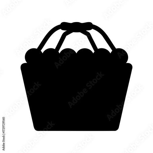 Black silhouette of a basket with a handle, decorative and functional