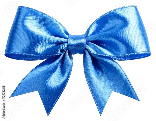 A vibrant blue satin ribbon bow