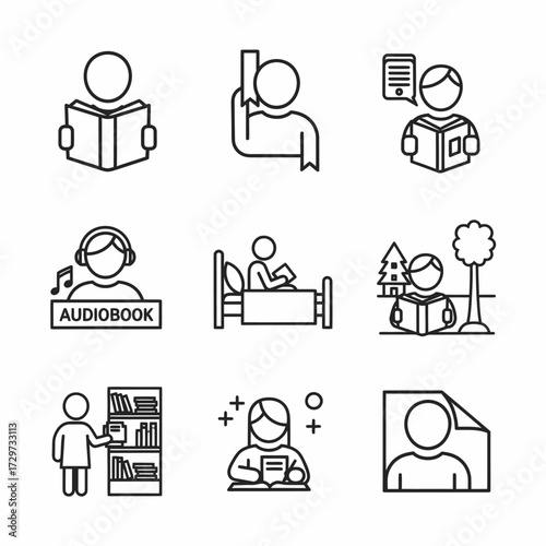 Diverse reading habits illustration emphasizing knowledge acquisition and book enjoyment