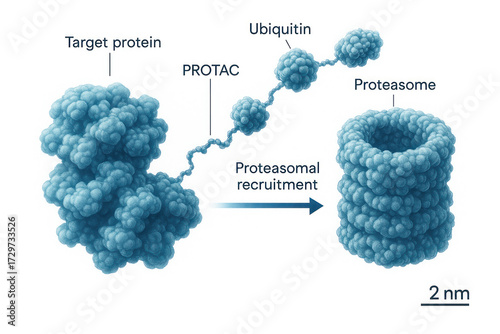 Protein Degradation Pathway: Target Protein, Ubiquitin, and Proteasome