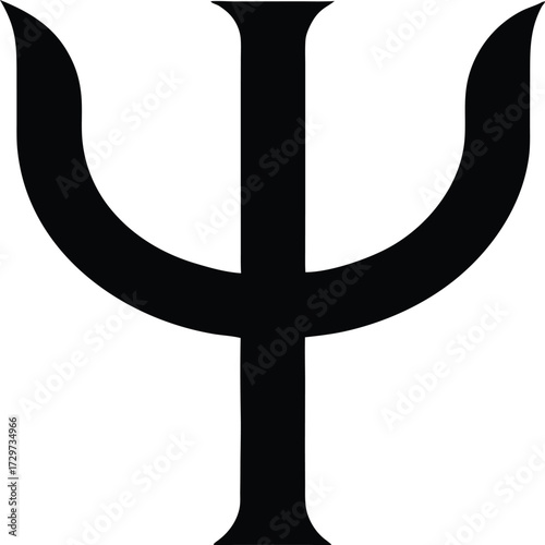 Psi Greek Letter Symbol - Psychology, Physics, and Mathematics Icon, Greek Psi Letter - Academic and Scientific Symbol Vector Illustration
