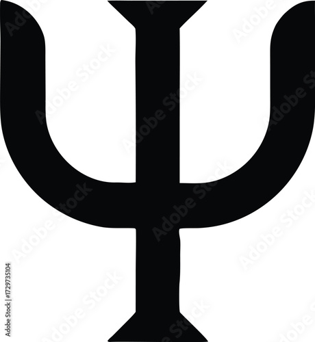 Psi Greek Letter Symbol - Psychology, Physics, and Mathematics Icon, Greek Psi Letter - Academic and Scientific Symbol Vector Illustration