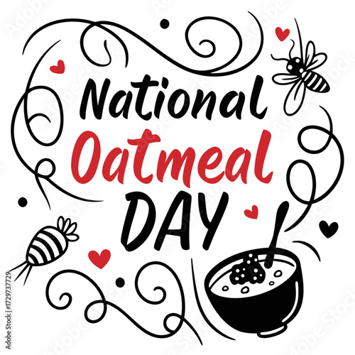 NATIONAL OATMEAL DAY vector illustration