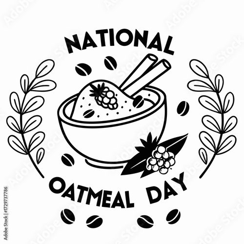 NATIONAL OATMEAL DAY vector illustration